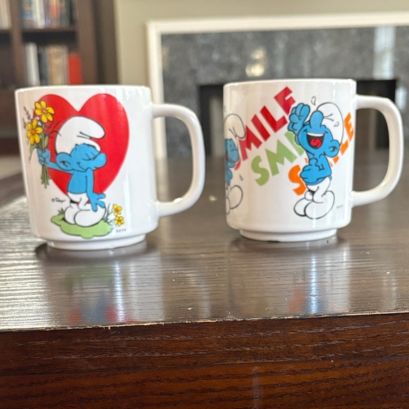 Smurfs Other - Set of 2 Vintage 1980s Smurfs White Ceramic Coffee Cup Mugs